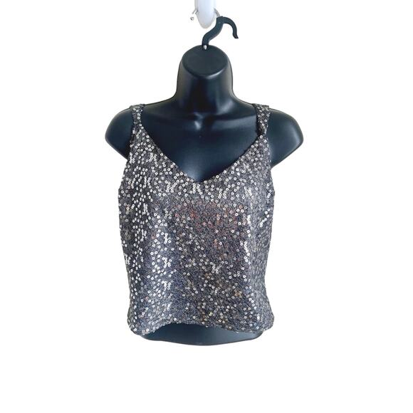 Tahari Arthur S Levine Sequin Tank Top 8 Sparkle Bachelorette Wedding Party Glam - Picture 1 of 6